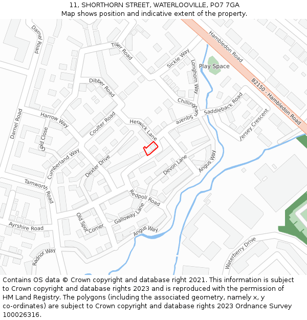 11, SHORTHORN STREET, WATERLOOVILLE, PO7 7GA: Location map and indicative extent of plot