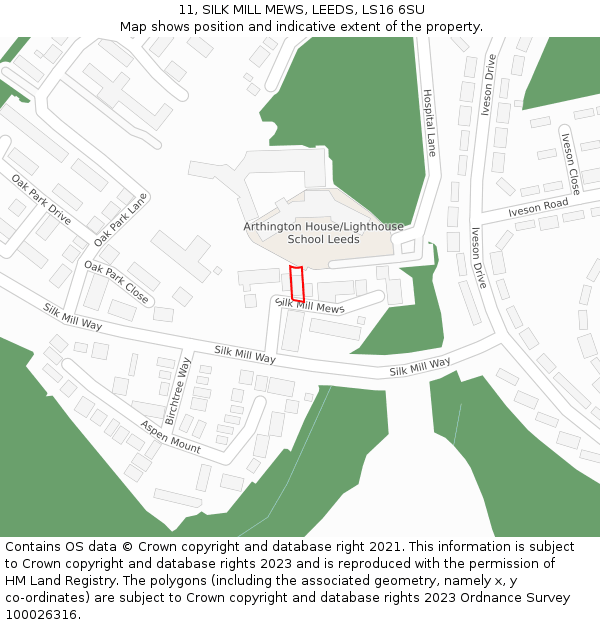 11, SILK MILL MEWS, LEEDS, LS16 6SU: Location map and indicative extent of plot