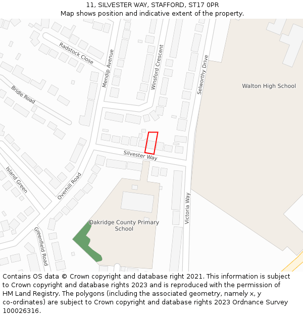 11, SILVESTER WAY, STAFFORD, ST17 0PR: Location map and indicative extent of plot