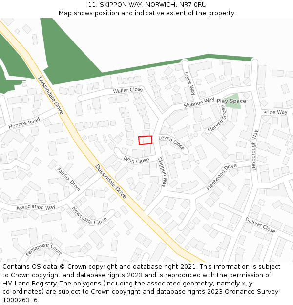 11, SKIPPON WAY, NORWICH, NR7 0RU: Location map and indicative extent of plot