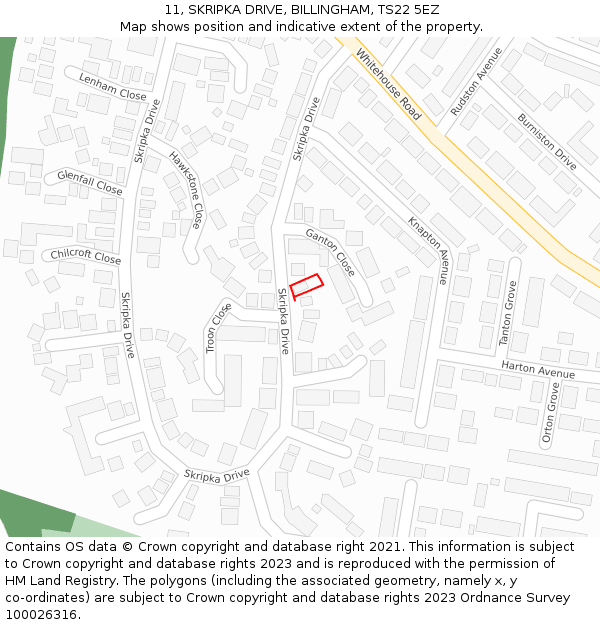11, SKRIPKA DRIVE, BILLINGHAM, TS22 5EZ: Location map and indicative extent of plot