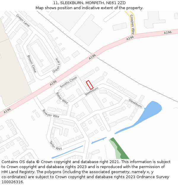 11, SLEEKBURN, MORPETH, NE61 2ZD: Location map and indicative extent of plot