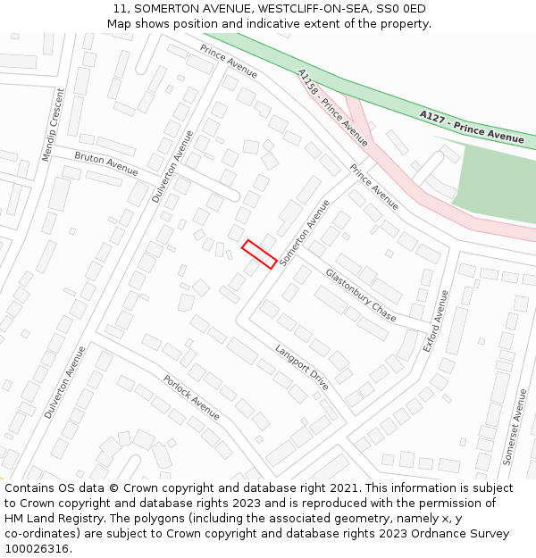 11, SOMERTON AVENUE, WESTCLIFF-ON-SEA, SS0 0ED: Location map and indicative extent of plot