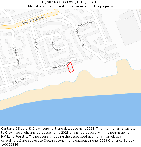 11, SPINNAKER CLOSE, HULL, HU9 1UL: Location map and indicative extent of plot
