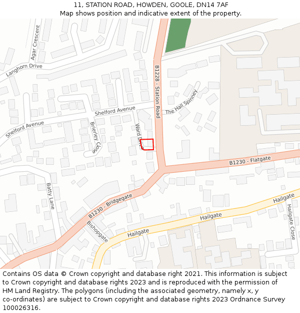 11, STATION ROAD, HOWDEN, GOOLE, DN14 7AF: Location map and indicative extent of plot