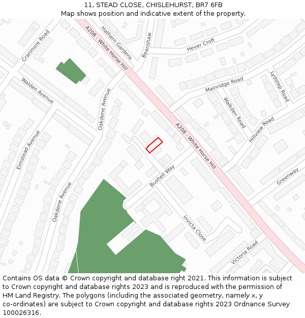 11, STEAD CLOSE, CHISLEHURST, BR7 6FB: Location map and indicative extent of plot