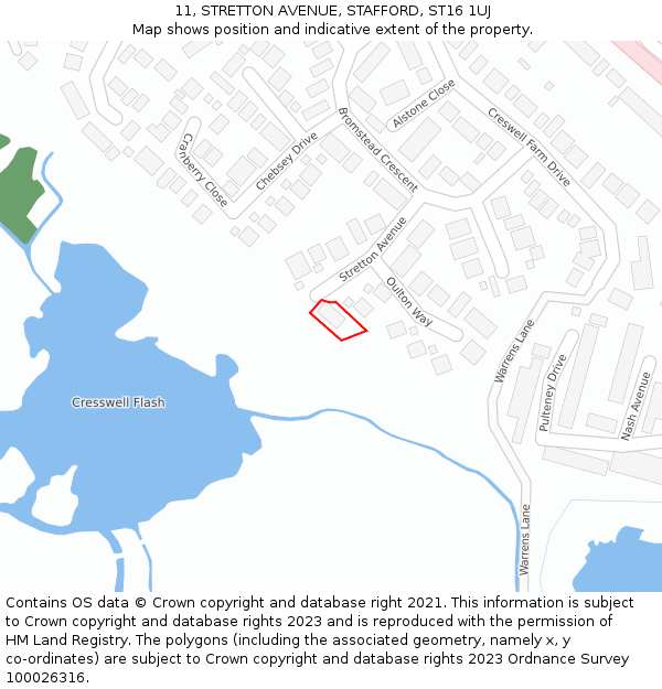 11, STRETTON AVENUE, STAFFORD, ST16 1UJ: Location map and indicative extent of plot