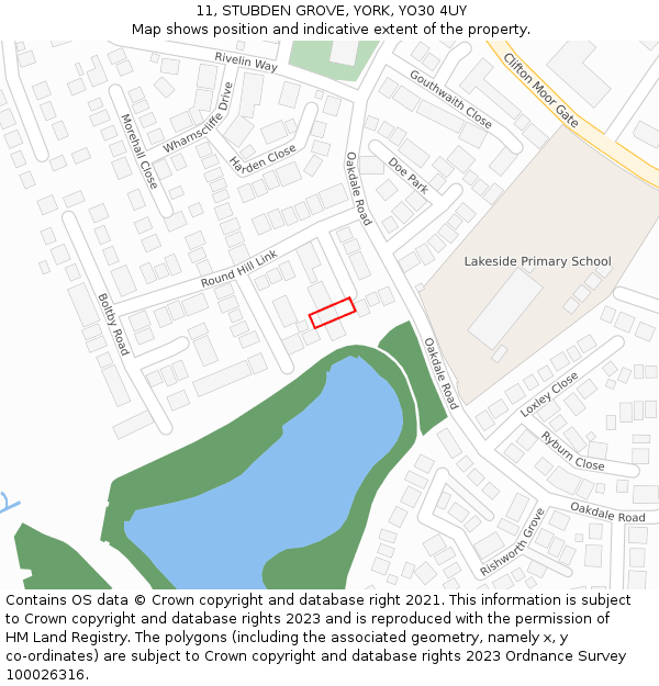 11, STUBDEN GROVE, YORK, YO30 4UY: Location map and indicative extent of plot