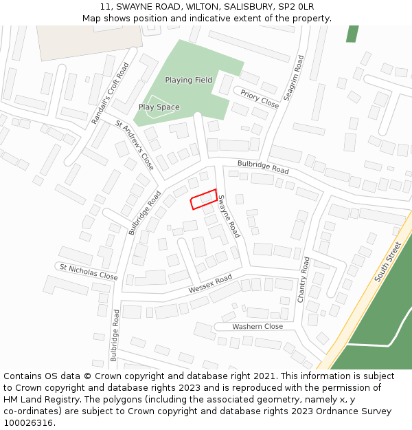 11, SWAYNE ROAD, WILTON, SALISBURY, SP2 0LR: Location map and indicative extent of plot
