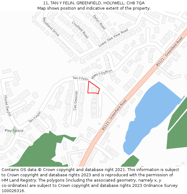 11, TAN Y FELIN, GREENFIELD, HOLYWELL, CH8 7QA: Location map and indicative extent of plot