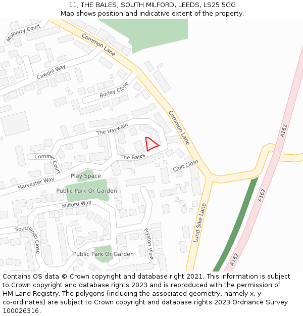 11, THE BALES, SOUTH MILFORD, LEEDS, LS25 5GG: Location map and indicative extent of plot