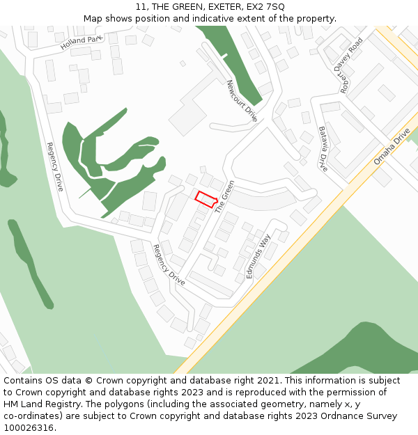 11, THE GREEN, EXETER, EX2 7SQ: Location map and indicative extent of plot