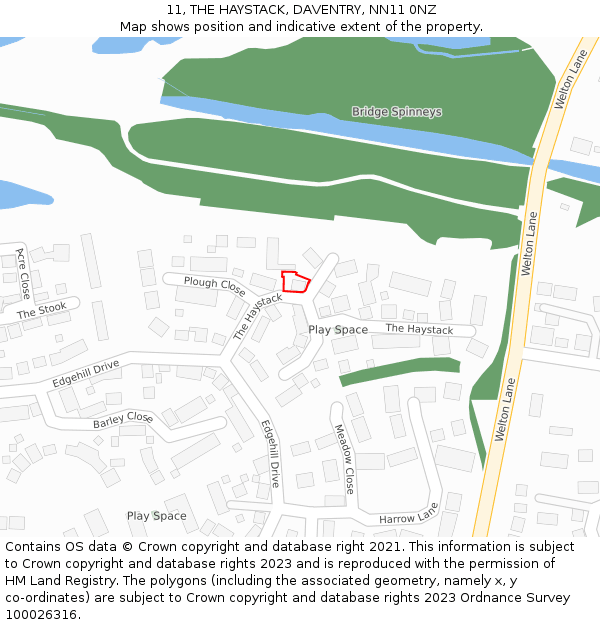 11, THE HAYSTACK, DAVENTRY, NN11 0NZ: Location map and indicative extent of plot