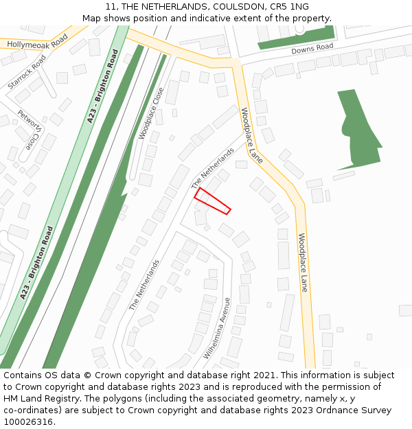 11, THE NETHERLANDS, COULSDON, CR5 1NG: Location map and indicative extent of plot