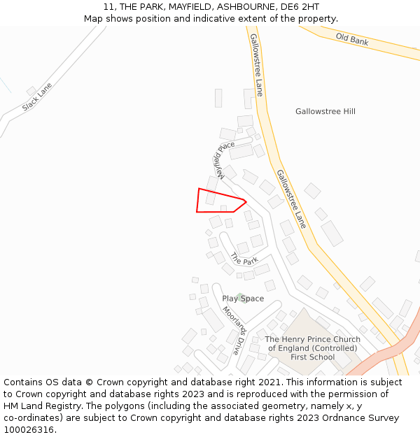 11, THE PARK, MAYFIELD, ASHBOURNE, DE6 2HT: Location map and indicative extent of plot