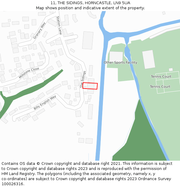 11, THE SIDINGS, HORNCASTLE, LN9 5UA: Location map and indicative extent of plot