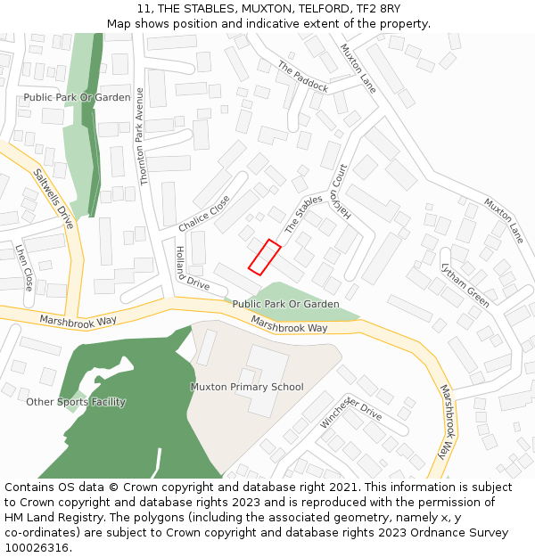 11, THE STABLES, MUXTON, TELFORD, TF2 8RY: Location map and indicative extent of plot