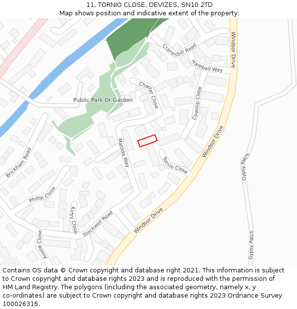 11, TORNIO CLOSE, DEVIZES, SN10 2TD: Location map and indicative extent of plot
