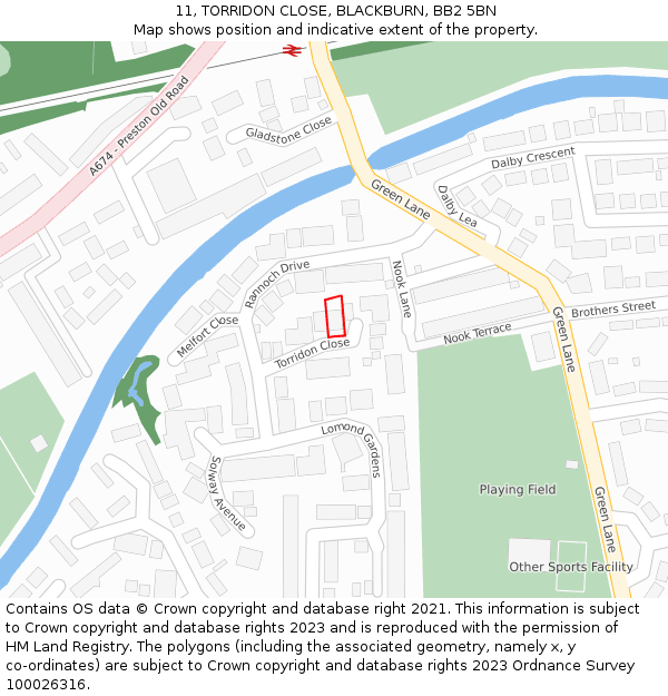 11, TORRIDON CLOSE, BLACKBURN, BB2 5BN: Location map and indicative extent of plot