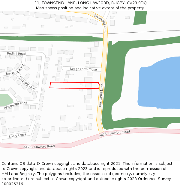 11, TOWNSEND LANE, LONG LAWFORD, RUGBY, CV23 9DQ: Location map and indicative extent of plot