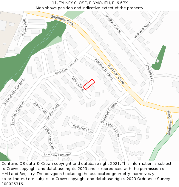 11, TYLNEY CLOSE, PLYMOUTH, PL6 6BX: Location map and indicative extent of plot