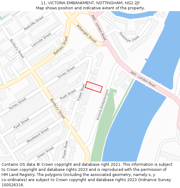 11, VICTORIA EMBANKMENT, NOTTINGHAM, NG2 2JY: Location map and indicative extent of plot