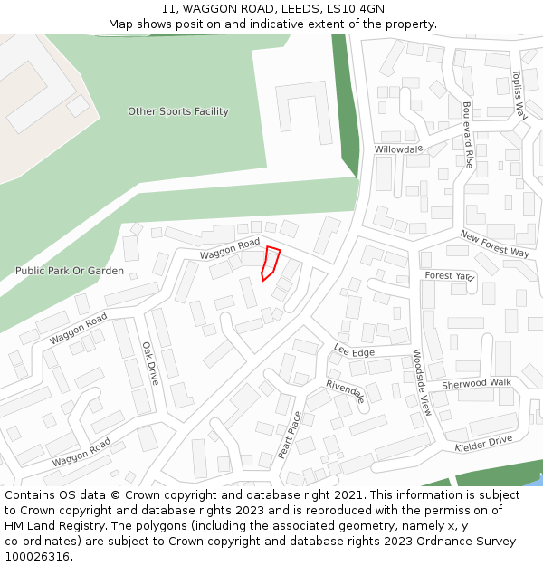 11, WAGGON ROAD, LEEDS, LS10 4GN: Location map and indicative extent of plot