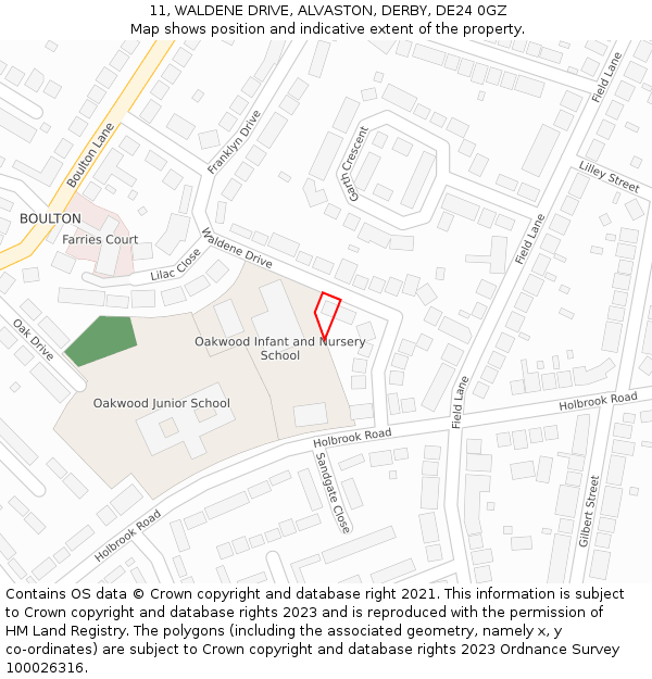 11, WALDENE DRIVE, ALVASTON, DERBY, DE24 0GZ: Location map and indicative extent of plot