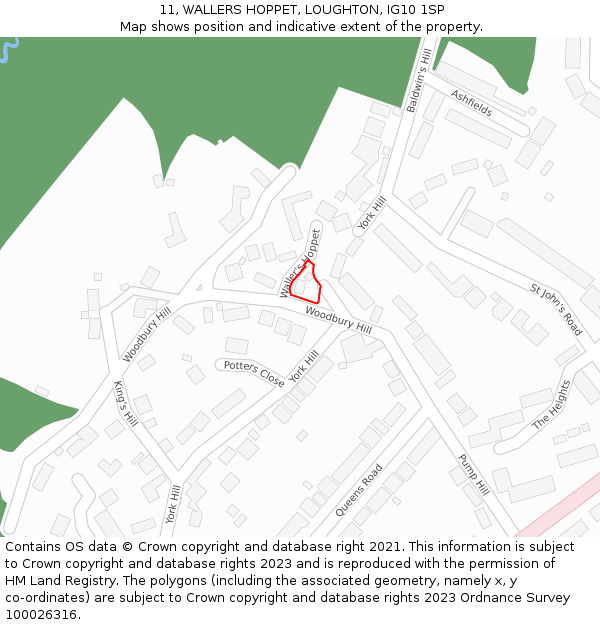 11, WALLERS HOPPET, LOUGHTON, IG10 1SP: Location map and indicative extent of plot