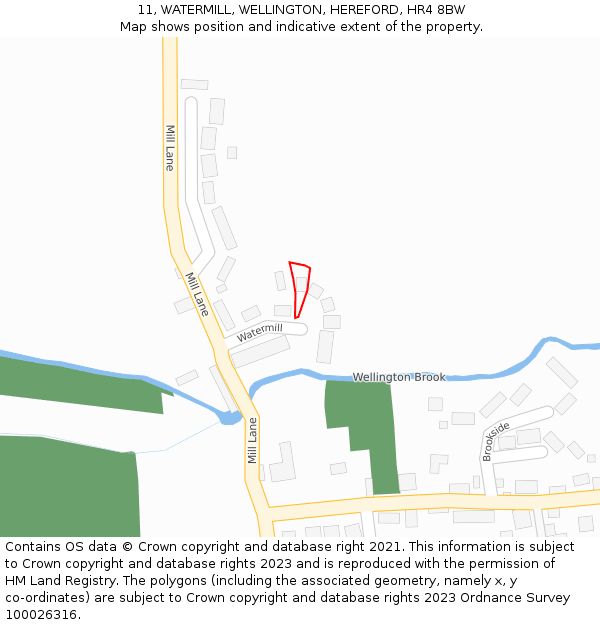 11, WATERMILL, WELLINGTON, HEREFORD, HR4 8BW: Location map and indicative extent of plot