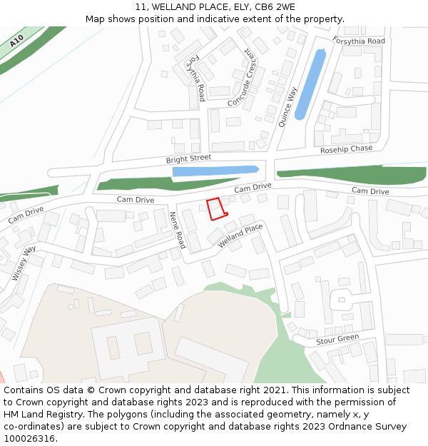 11, WELLAND PLACE, ELY, CB6 2WE: Location map and indicative extent of plot