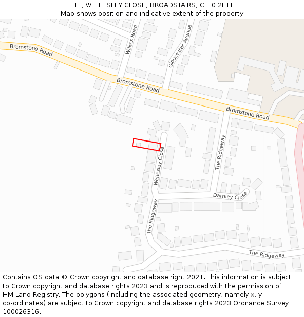 11, WELLESLEY CLOSE, BROADSTAIRS, CT10 2HH: Location map and indicative extent of plot
