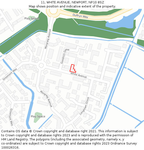 11, WHITE AVENUE, NEWPORT, NP10 8SZ: Location map and indicative extent of plot