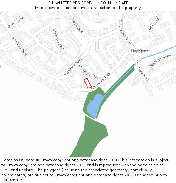 11, WHITEFRIARS ROAD, LINCOLN, LN2 4FF: Location map and indicative extent of plot