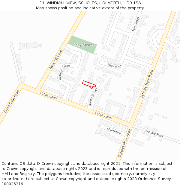 11, WINDMILL VIEW, SCHOLES, HOLMFIRTH, HD9 1SA: Location map and indicative extent of plot