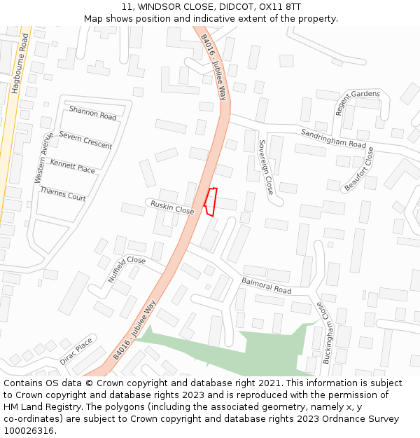 11, WINDSOR CLOSE, DIDCOT, OX11 8TT: Location map and indicative extent of plot
