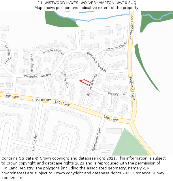 11, WISTWOOD HAYES, WOLVERHAMPTON, WV10 8UQ: Location map and indicative extent of plot