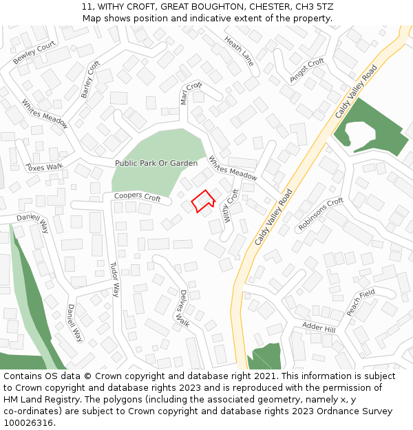 11, WITHY CROFT, GREAT BOUGHTON, CHESTER, CH3 5TZ: Location map and indicative extent of plot