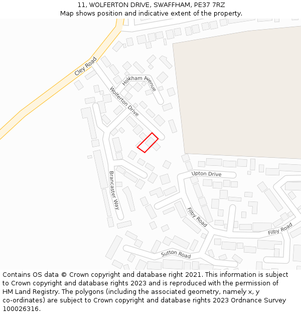 11, WOLFERTON DRIVE, SWAFFHAM, PE37 7RZ: Location map and indicative extent of plot