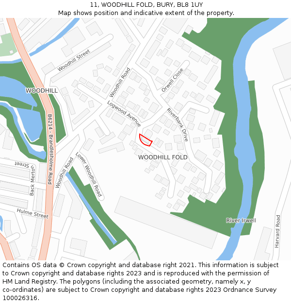11, WOODHILL FOLD, BURY, BL8 1UY: Location map and indicative extent of plot