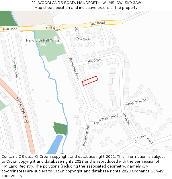 11, WOODLANDS ROAD, HANDFORTH, WILMSLOW, SK9 3AW: Location map and indicative extent of plot