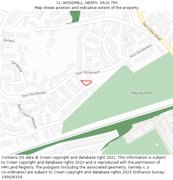 11, WOODMILL, NEATH, SA10 7PX: Location map and indicative extent of plot
