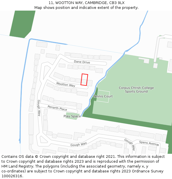11, WOOTTON WAY, CAMBRIDGE, CB3 9LX: Location map and indicative extent of plot