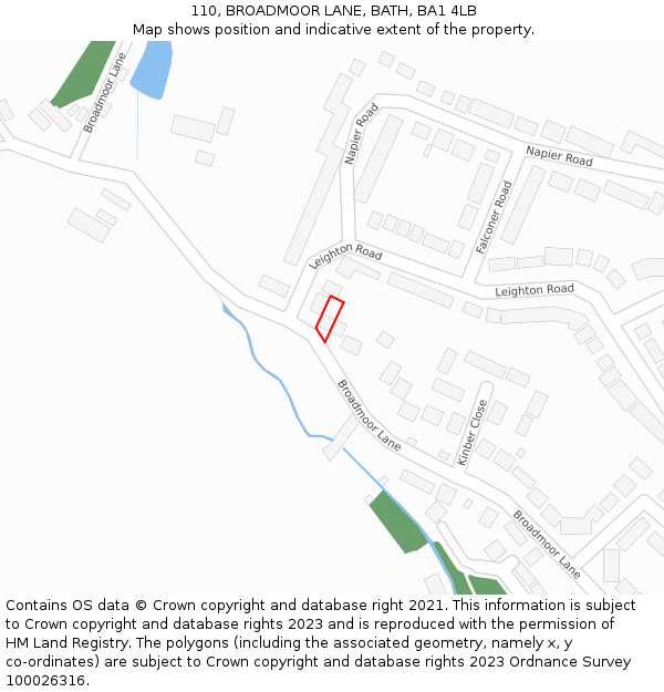 110, BROADMOOR LANE, BATH, BA1 4LB: Location map and indicative extent of plot