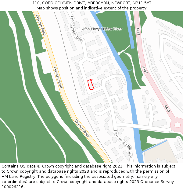 110, COED CELYNEN DRIVE, ABERCARN, NEWPORT, NP11 5AT: Location map and indicative extent of plot