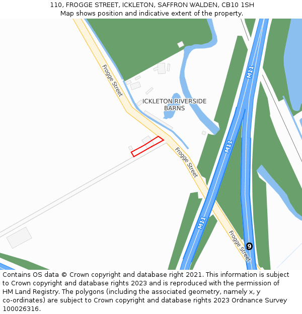 110, FROGGE STREET, ICKLETON, SAFFRON WALDEN, CB10 1SH: Location map and indicative extent of plot