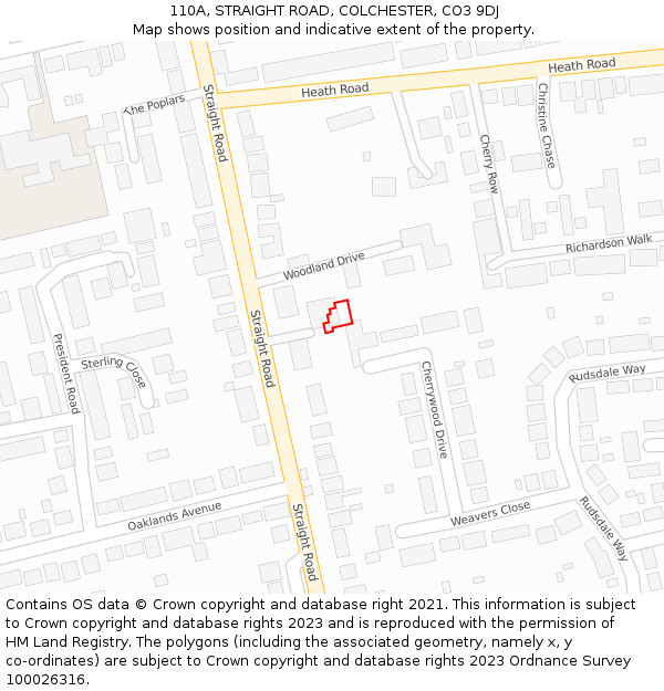 110A, STRAIGHT ROAD, COLCHESTER, CO3 9DJ: Location map and indicative extent of plot