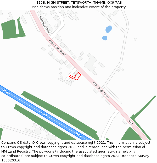 110B, HIGH STREET, TETSWORTH, THAME, OX9 7AE: Location map and indicative extent of plot
