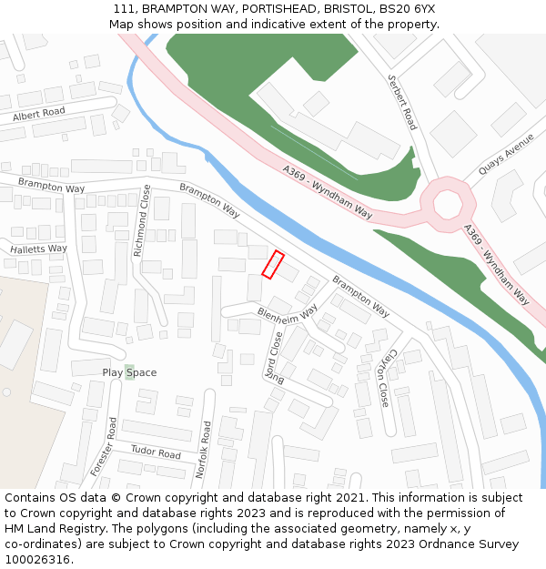 111, BRAMPTON WAY, PORTISHEAD, BRISTOL, BS20 6YX: Location map and indicative extent of plot