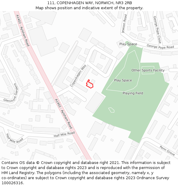 111, COPENHAGEN WAY, NORWICH, NR3 2RB: Location map and indicative extent of plot